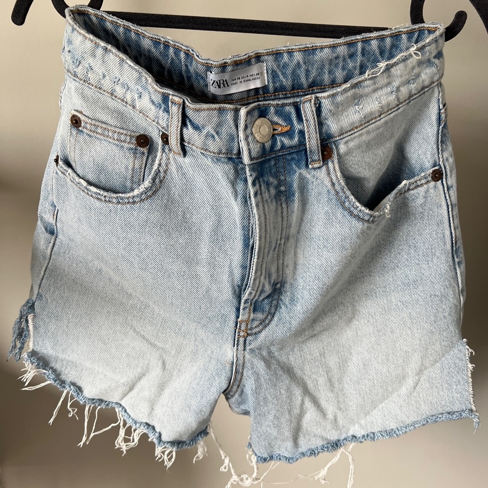 Zara light blue Jean cut off shorts